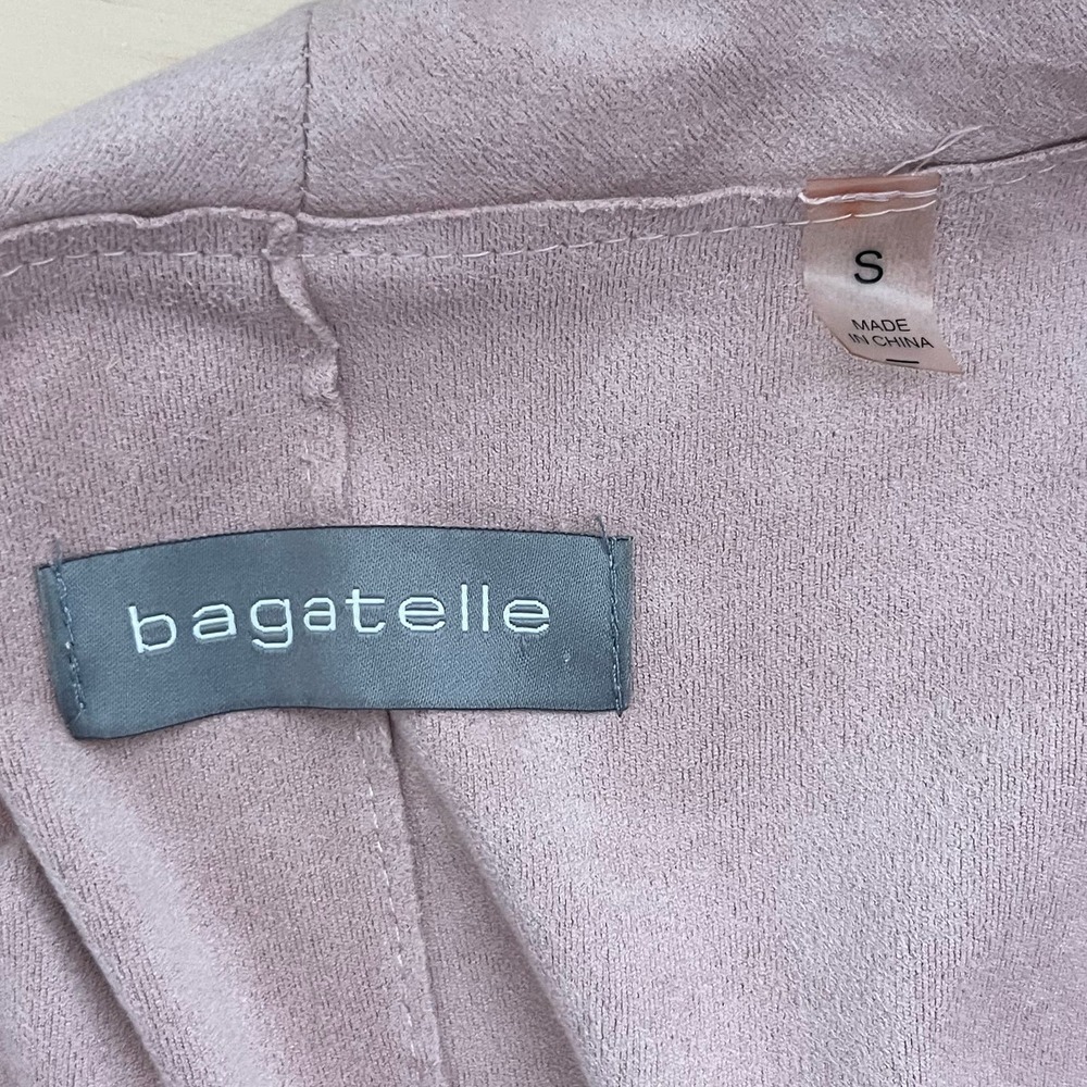 Bagatelle Faux-Suede Drape-Front Jacket‎ Blazer in Pink, Size Small - Picture 4 of 13